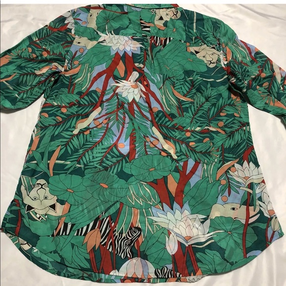 ⬇️$22 Talbots Jungle Tropical print blouse top - Picture 7 of 8